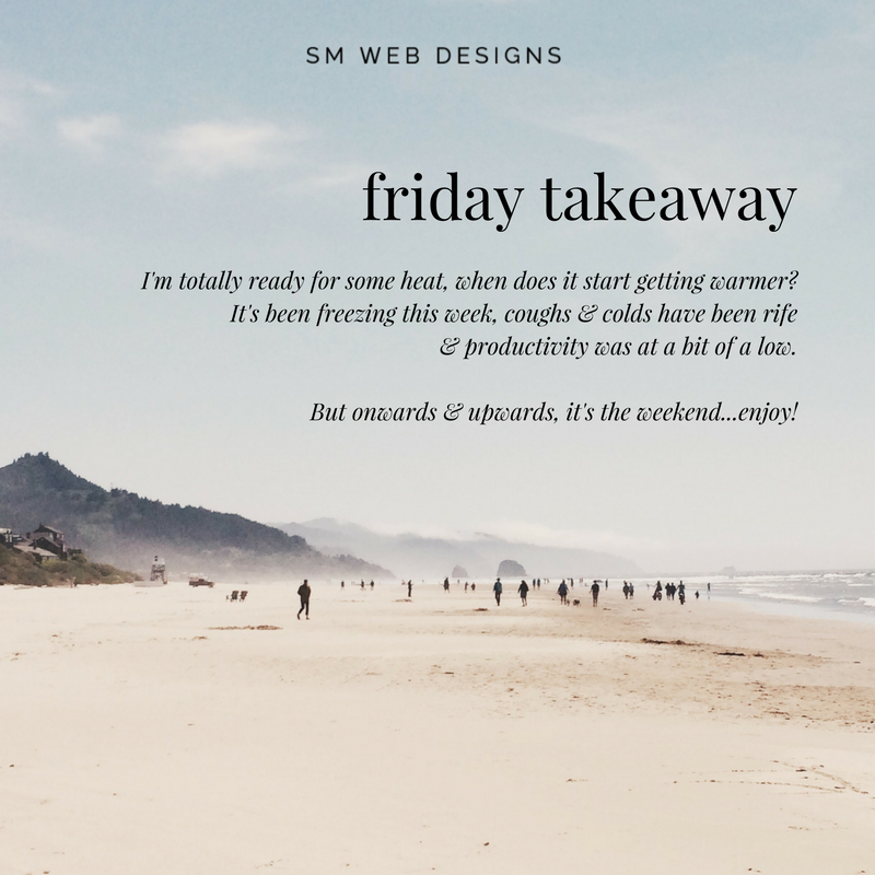 smwebdesigns's tweet photo. Hands up who is ready for the weekend?
I can't lie, it's not been a great week but there is light at the end of the tunnel - it's the weekend ;)

Have a good one and do something just for you x
#smwebdesigns #creativebiz #solopreneur #femaleentrepreneur #womenentrepreneurs https://t.co/kkm0Z4mdLQ
