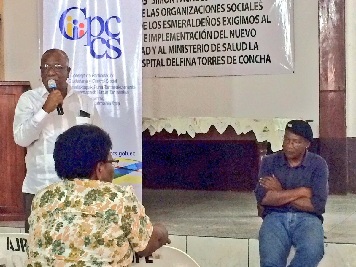 Se recogen los aportes ciudadanos en el proceso de #RendiciónDeCuentas del <a href="/CPCCSESMERALDAS/">Participa Esmeraldas</a> Interviene #VíctorQuiñónez quien propone un mecanismo de #ControlSocial ante el proyecto de la construcción del Hospital Básico del IESS