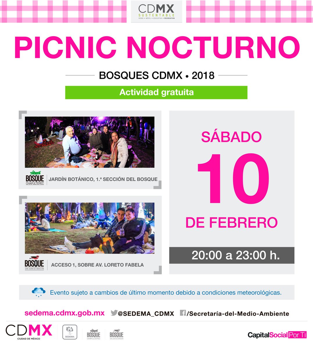locatel_mx's tweet photo. ¿Aún no tienes plan para hoy? Prepara la canasta y ponte romántico con el #PicnicNocturno en los #BosquesCDMX ¡Entrada Libre! 📽 https://t.co/6lW3v75FiJ