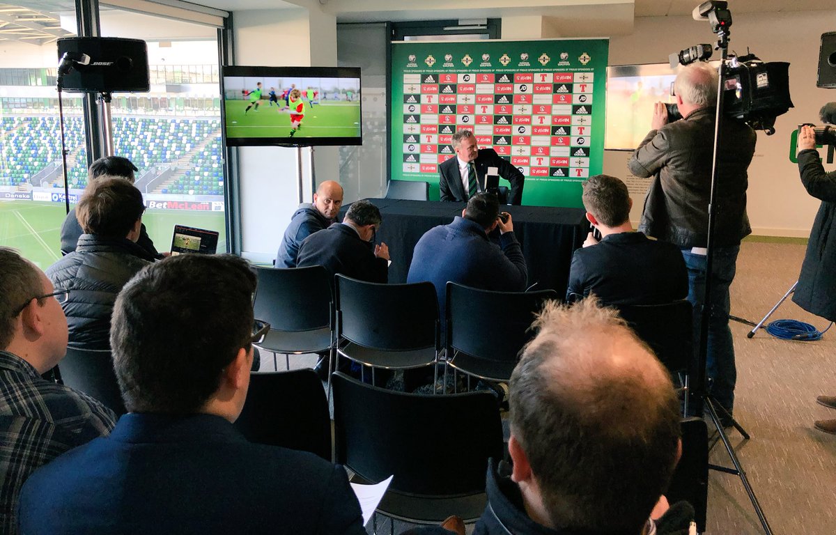 NorthernIreland's tweet photo. Michael OβNeill is ready to face the press on todayβs big announcement! #MichaelSigns #GAWA https://t.co/kIDKLc5Flc