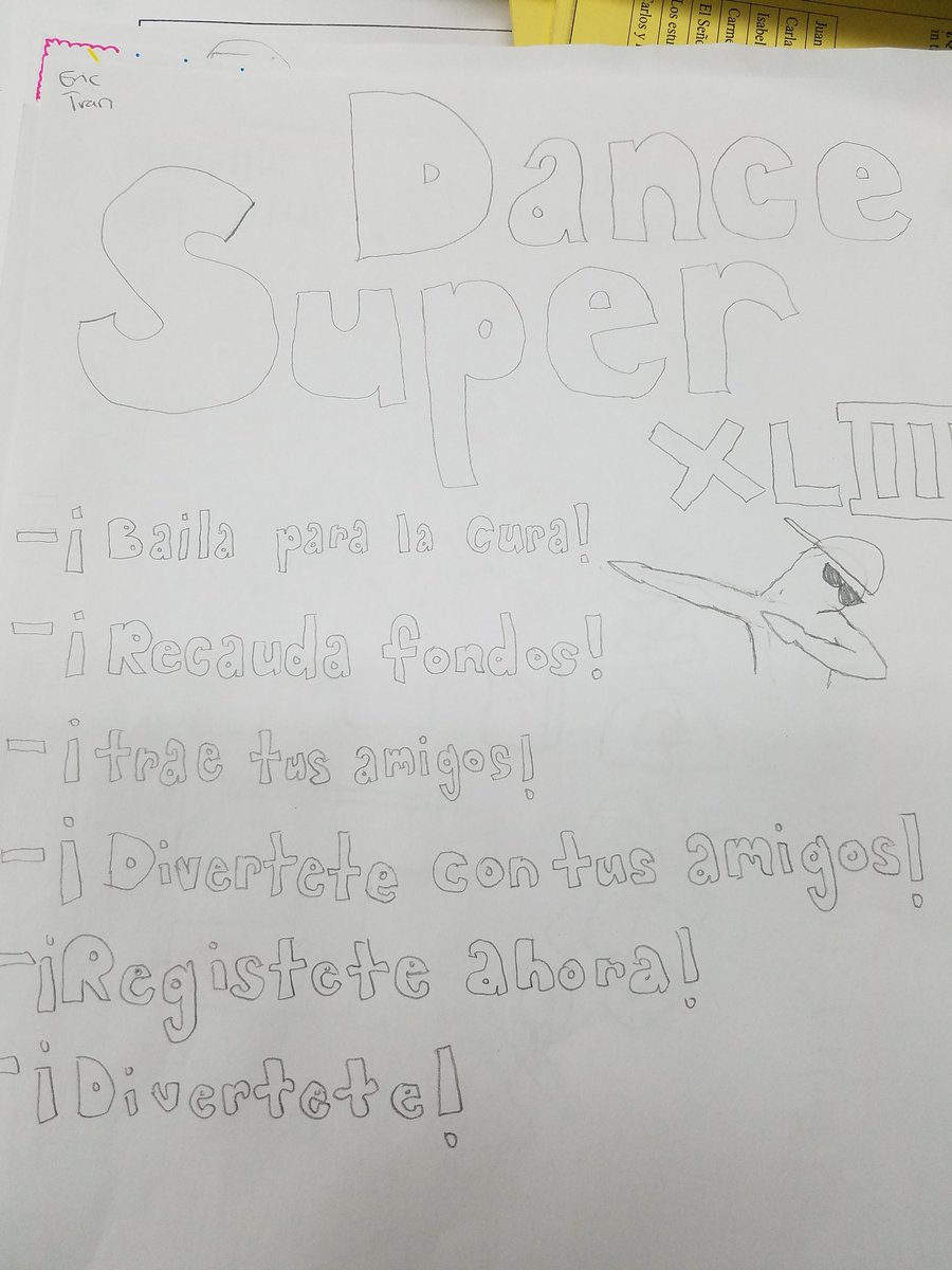 senorjimenezdjo's tweet photo. Students practicing commands by designing posters in Spanish for Superdance... #superdance #engagement https://t.co/CuVteK55WX