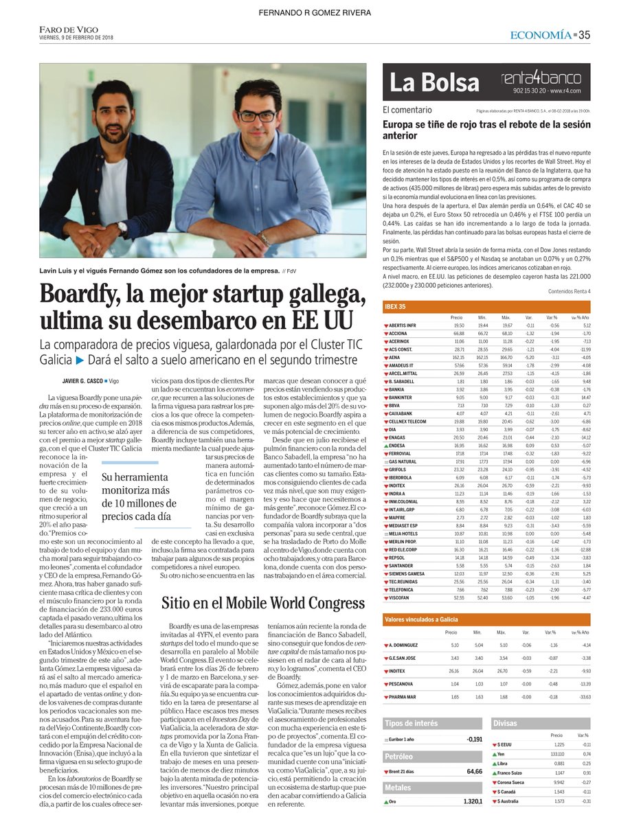 Es un orgullo haber recibido el premio a la mejor #startup gallega de mano de <a href="/clusterticgal/">Clúster TIC Galicia</a> pero queremos llegar más lejos. #USA there we go!  <a href="/Farodevigo/">Faro de Vigo</a>