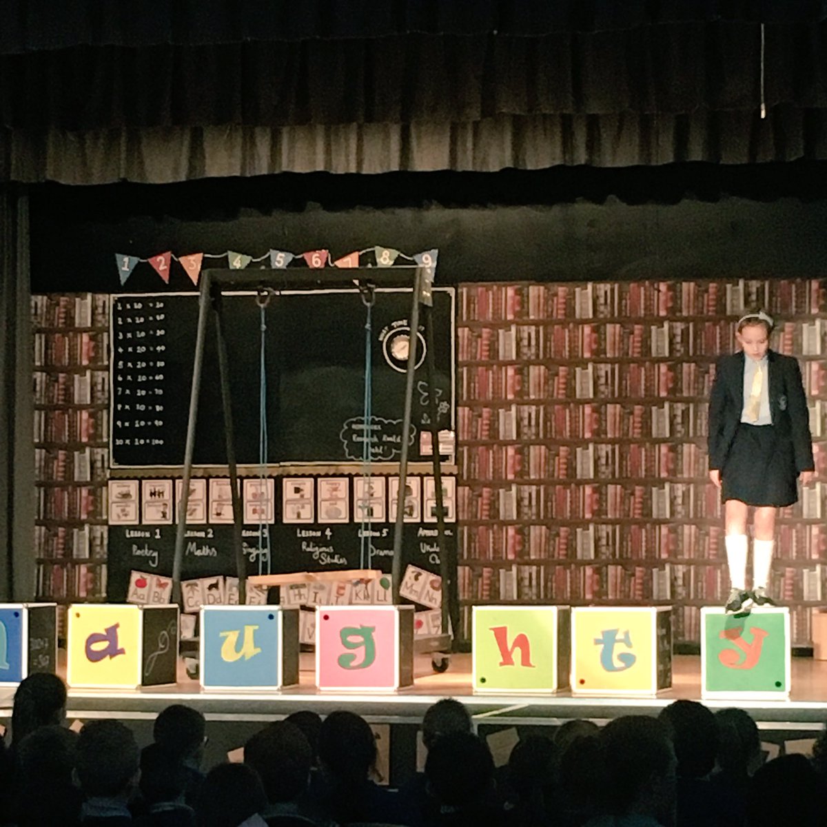 ArtsHya's tweet photo. Thanks to #teamhya staff and wonderful parent volunteers that helped create the set design for our show. #matildathemusical #thankyou #setdesign #proud @hyndburnacademy @ArtsHya https://t.co/2nkmIA1a8k