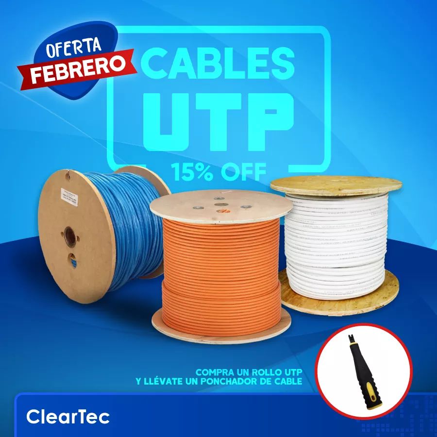 CleartecBolivia's tweet photo. Por la compra de un rollo de cable UTP de las marcas Leviton, Nexans o Siemax con descuento del 15 %, te puedes llevar un ponchador de cable. 

Aprovecha esta promoción que trae Cleartec sólo por el mes de febrero. 

(Fotografías referenciales)

#Cleartec #Redes #Bolivia https://t.co/1ohNl93whI
