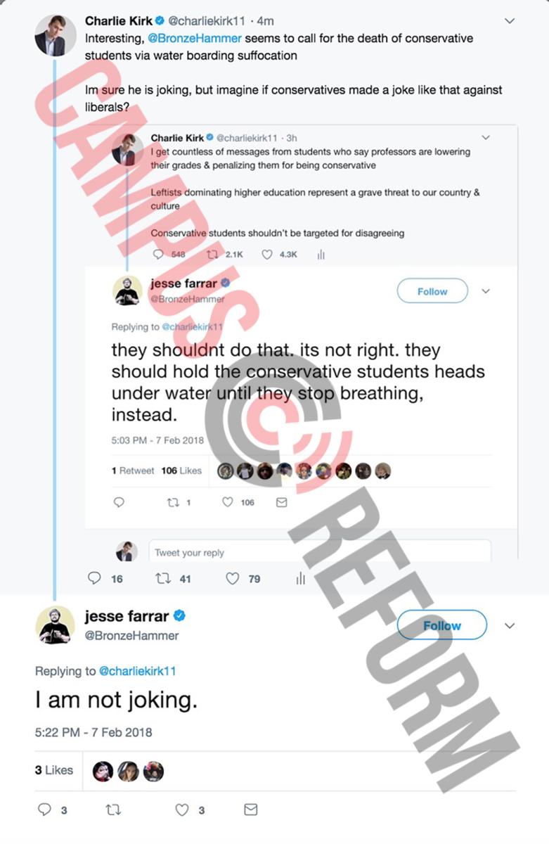 PrisonPlanet's tweet photo. Calls for murdering people because they have a different opinion.

Says "I'm not joking".

Blue check mark. No suspension. https://t.co/lo4L6IAmAd