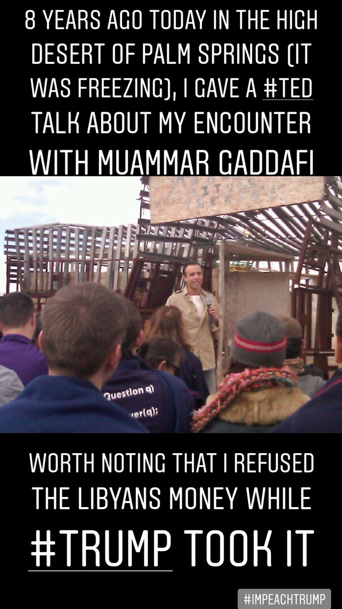 jasonhaber's tweet image. 8 years ago today I spoke at @TEDActive about my refusal to do business with gaddafi. Worth noting how @realDonaldTrump took his terrorist money after I turned the Libyans down. #TEDTalks #tedactive #TED
