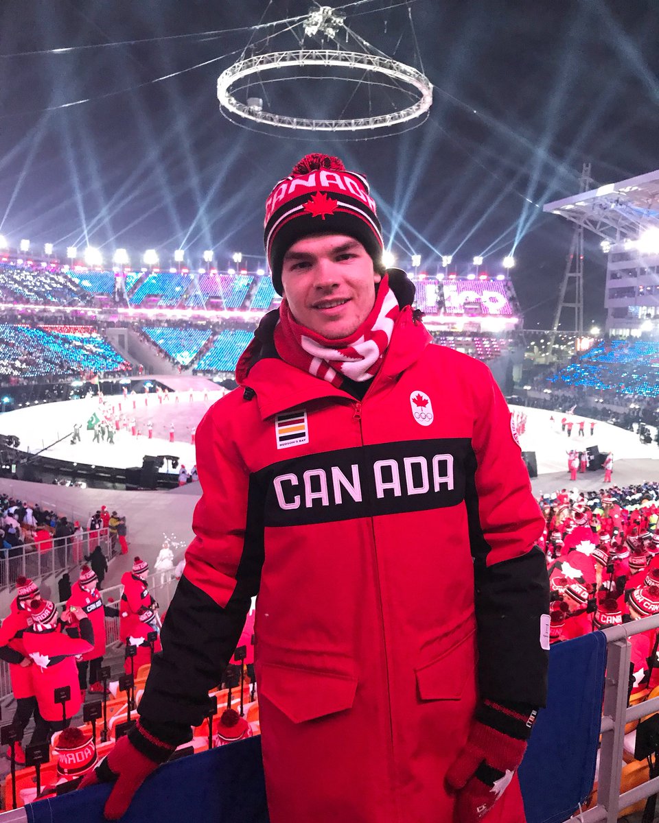 MikaelKingsbury's tweet photo. Qualified in 1st place this morning😇 And walked to opening ceremony with @TeamCanada 🇨🇦 What a good day🙏🏼 https://t.co/OsiNgAplx5