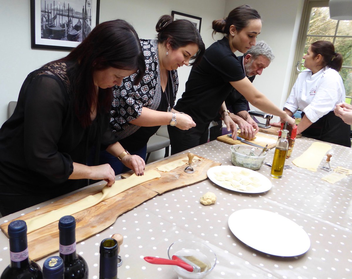 travellovinfam's tweet photo. Shop bought 'fresh' pasta will never be the same again! Thanks @BookingsForYou #BFYmasterclass #bfyxcountryrelais You look hard at work @havekidscantrav Laura and Cameron! https://t.co/tw2DyMNQ8k