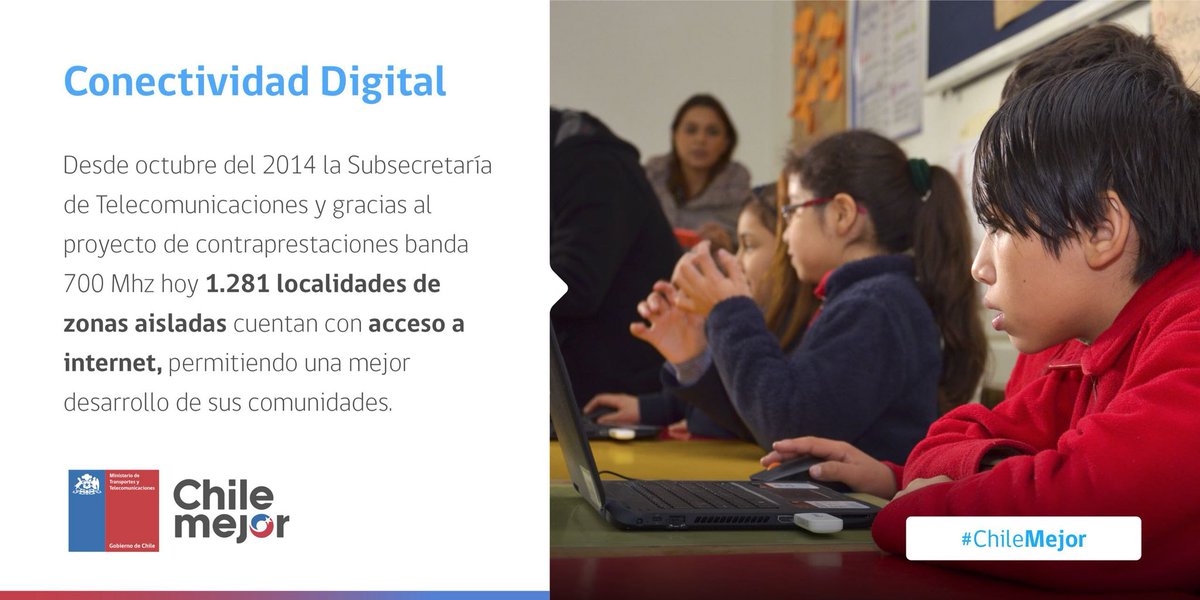 MTTChile's tweet photo. Gracias a las contraprestaciones de la #Banda700MHz hemos logrado la #IntegraciónDigital, de esta manera conectamos a las familias, seres queridos, sus sueños y oportunidades.

Son más de 1.281 localidades que hoy viven un #ChileMejor 🇨🇱📡 https://t.co/4erolKaT7R