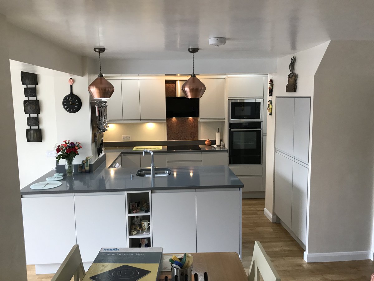 Another lovely kitchen we designed and installed, #strada light grey matt, #compac plomo #quartz worktop #Neff appliances @quookeruk fusion tap. #kitchen @Kitchen_Stori