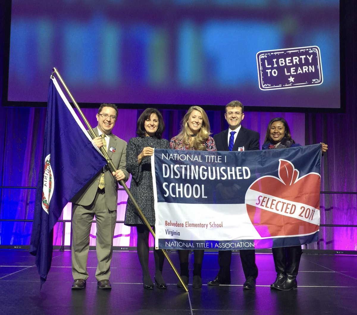 DrTLobin's tweet photo. National Title I Distinguished School Award ceremony honoring @BESbulldogs and @FCPSR2! @FCPS_TitleI @Liberty2Learn https://t.co/RDirU7Fmlq