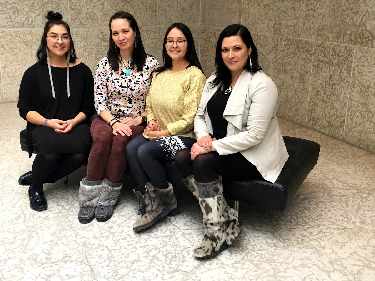 NunatsiaqNews's tweet photo. Meet the all-Inuit, all-female team of guest curators for the inaugural exhibitions at the Winnipeg Art Gallery’s Inuit Art Centre, slated to open in 2020. From left:  Jade Nasogaluak Carpenter, Krista Ulujuk Zawadski, Asinnajaq, and Heather Igloliorte. (PHOTO COURTESY OF WAG) https://t.co/TCrj2SZ9qT