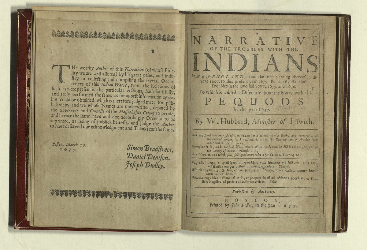 John Foster's "Map of New-England" -- first map printed and published in British North America. Issued in William Hubbard's Narrative of the troubles with the Indians in New-England. Boston: Foster, 1677. BPL call no. G.365.62