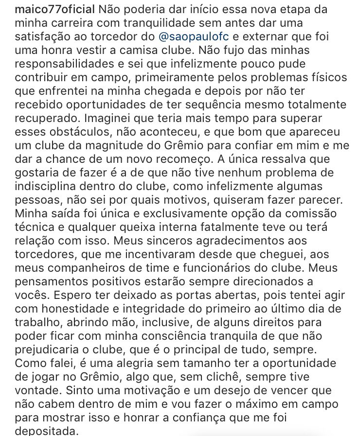 Aos torcedores do <a href="/SaoPauloFC/">São Paulo FC</a>