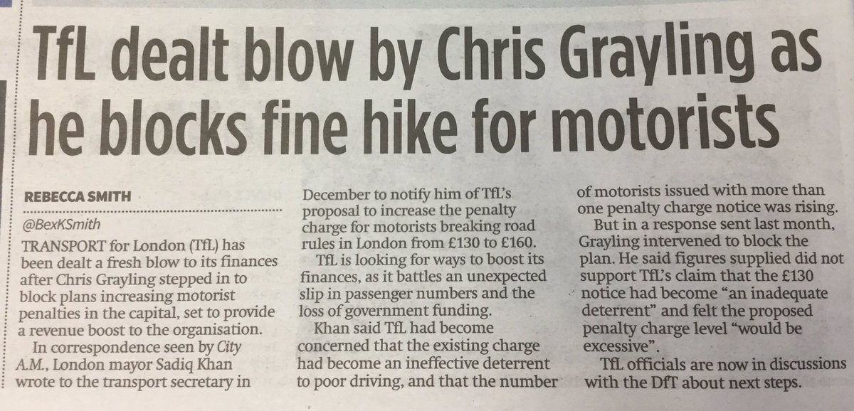This is how infantilised London govt still is despite devolution. Why the hell should national government have any say over what fines TfL charge motorists? Sadiq Khan was elected by 1.3 million people he should be able to add £30 to a speeding fine FGS