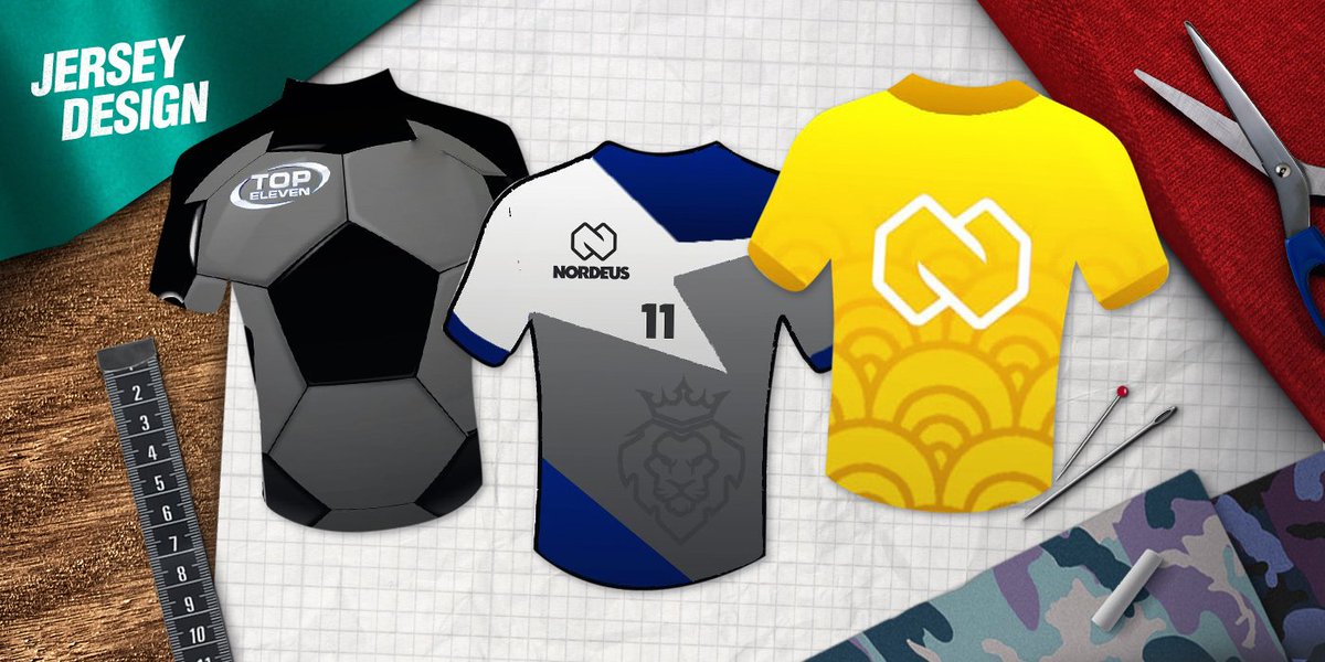 topeleven's tweet photo. Keep an eye on the Club Shop, Managers! The new jerseys from the Jersey Design competition will be available next week! 😀 #TopEleven https://t.co/3I1BcAzxT5