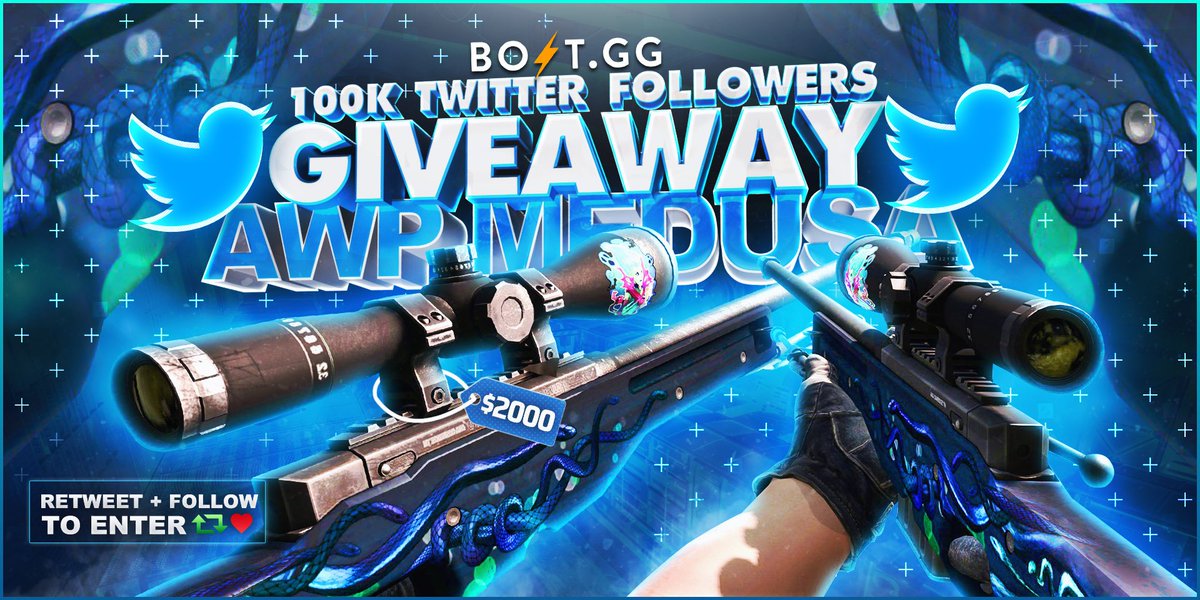 OfficialBoltgg's tweet image. We are almost at 100K Twitter followers!
To celebrate this achievement we are doing a $2000 Medusa giveaway 💰

How to enter:
⭐️Follow
⭐️Retweet
⭐️Comment steam64id here: goo.gl/rKzcpS  (sub maybe?)
⭐️Reply with your steam64id

Winner drawn in 1 week! GL!
✌️