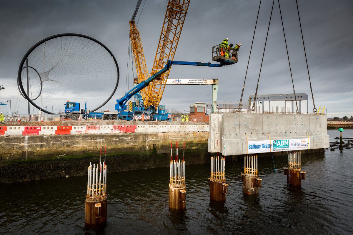 balfourbeatty's tweet photo. We’re making strong progress on the Middlehaven Dock Bridge and Road project for @MbroCouncil, successfully installing the first two precast concrete units which will form the new 'lifting' bridge. https://t.co/I4MdN2TNnv https://t.co/nGOnc04jOm