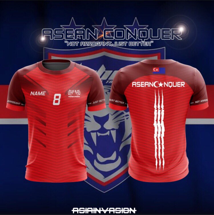 JDTFootballClub's tweet photo. Jersey Asean Conquer 🐅 akhirnya tiba dengan tiga warna:
1)Biru🔵 2)Merah🔴 3)Hitam⚫️
Nama&Nombor boleh tukar takde masalah😘
Ayuh bangsa Johor sekalian,dapat kan sekarang!Kalau berminat wasep nombor 0183162810.
Luaskan Kuasamu Johor!⚽️🔥
#Assion
#AsiaInvasion
#AseanConquer https://t.co/yOuneOxWcw