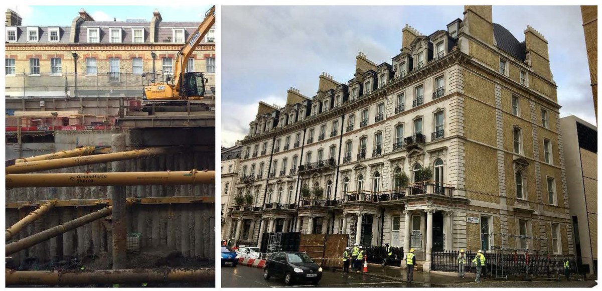 MartelloPiling's tweet image. *Flashback* to our deep basement project at Grosvenor Crescent. We installed 346no, 750mm dia secant & bearing piles to depths of up to 35m for a new basement structure. In the below right photo you can see the project nearing completion #deepbasement #piling #complexproject