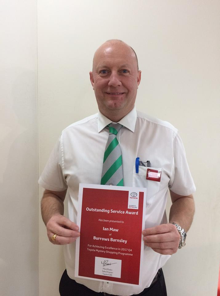 BurrowsToyota's tweet photo. Our very own Barnsley Sales Executive, Ian Maw, has won an award for Outstanding Customer Service!🏆
📸 - #BurrowsSnaps #barnsleyisbrill https://t.co/SMEquC1cfg