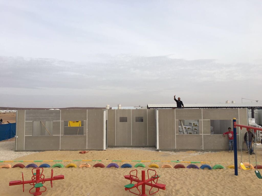 Building_Peace's tweet photo. Hello from @ZaatariCamp The kindergarden is almost complete! Built in less than 10 days by the Syrian #refugees of the camp. Follow us for updates and more to come. #ReBuildLives #ReBuildPeace https://t.co/ZdDTWsd0u3