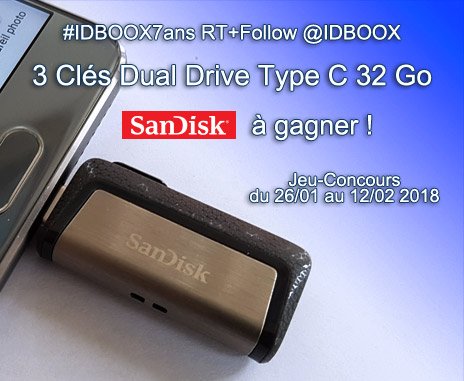 IDBOOX's tweet photo. Notre #Jeuconcours continue jusqu'au 12/02 inclus RT+Follow remplissez le formulaire 3  Clés Sandisk Dual Drive USB-C pour smartphone Android à gagner  #IDBOOX7ans https://t.co/dScmUhhJLC https://t.co/6tJIpJz8MW