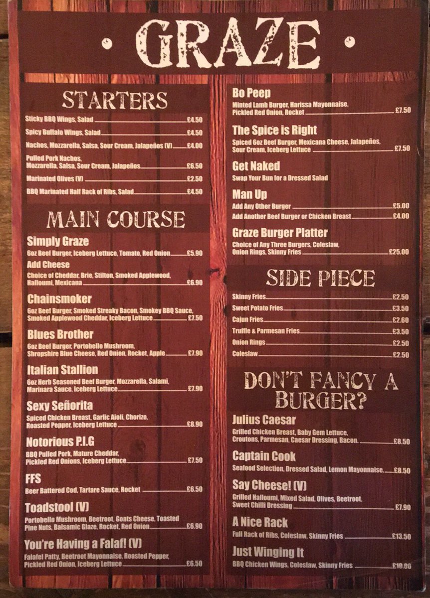 Here's our menu to tempt you for our take out offer...