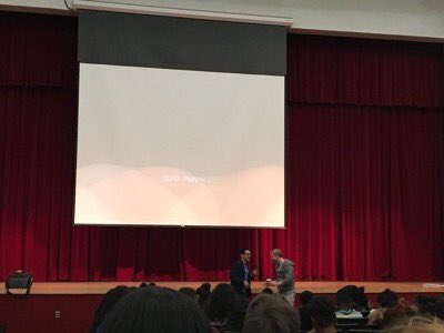DBHSpathfinder's tweet photo. One of the actors from @listenthemovie Micah Hauptman surprised over 700 #DBHS students today to speak to them after the private screening https://t.co/sGsRxrj1aE