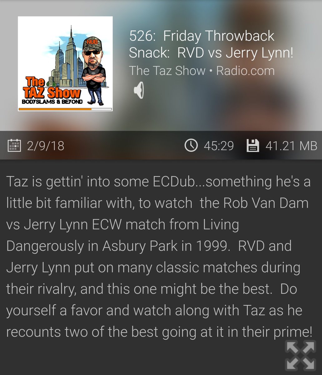 TheKingsman36's tweet image. Just finished up a @TazShowLive #ThrowbackSnack and I am plenty full thanks to a great match by RVD vs Jerry Lynn and the excellent commentary by the legendary human suplex machine @OfficialTAZ check it out now! #TheTazShow