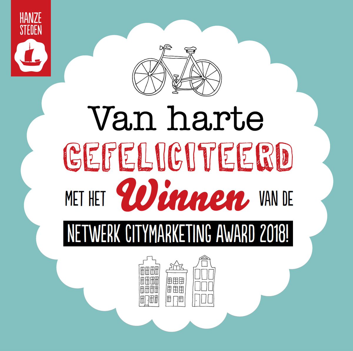 Trots op onze klant <a href="/Hanzesteden/">Hanzesteden</a>!  Afgelopen week ontvingen zij de titel 'Winnaar Netwerk Citymarketing  Award 2018'. In een tijd waarin 'samen' belangrijker is dan ooit tevoren laten zij zien hoe krachten gebundeld kunnen worden om er samen iets  moois van te maken. Van harte!