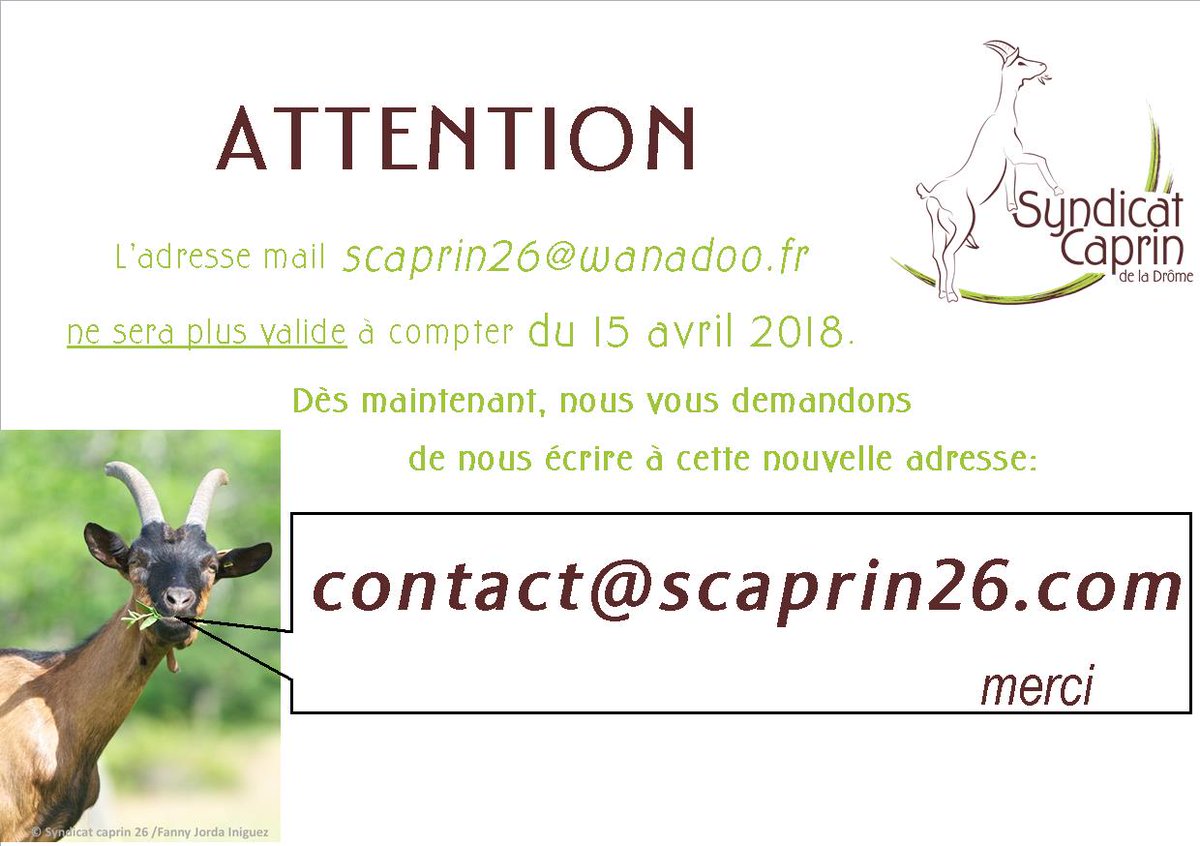 caprin26's tweet photo. @caprin26 changement de mail pour nous joindre https://t.co/IT4S5DLPfc