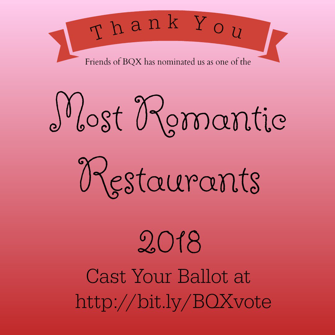 ViaVaiNYC's tweet photo. Thank You! @BQXNYC for nominating @ViaVaiNYC as one of the MOST ROMANTIC RESTAURANTS 2018.  Cast your vote and win a chance at dinner for two at the winning location.  https://t.co/5r9PxWzjT6.  https://t.co/Vimiqbt6mL https://t.co/83VkhTmfEd