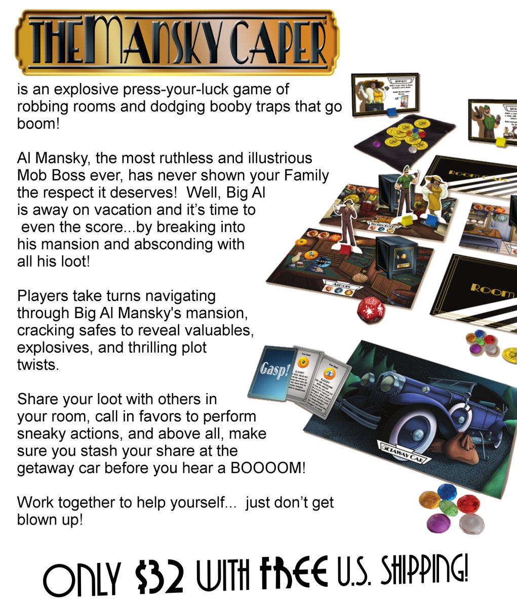 CalliopeGames's tweet photo. It's the FINAL HOURS to pledge for #TheManskyCaper on @kickstarter! Want to see how it plays?  Check out this gameplay video for a look at the heist! https://t.co/8ORcs3Zlro  Then back it here: https://t.co/AVV092X4ix https://t.co/GzgA8u1iau