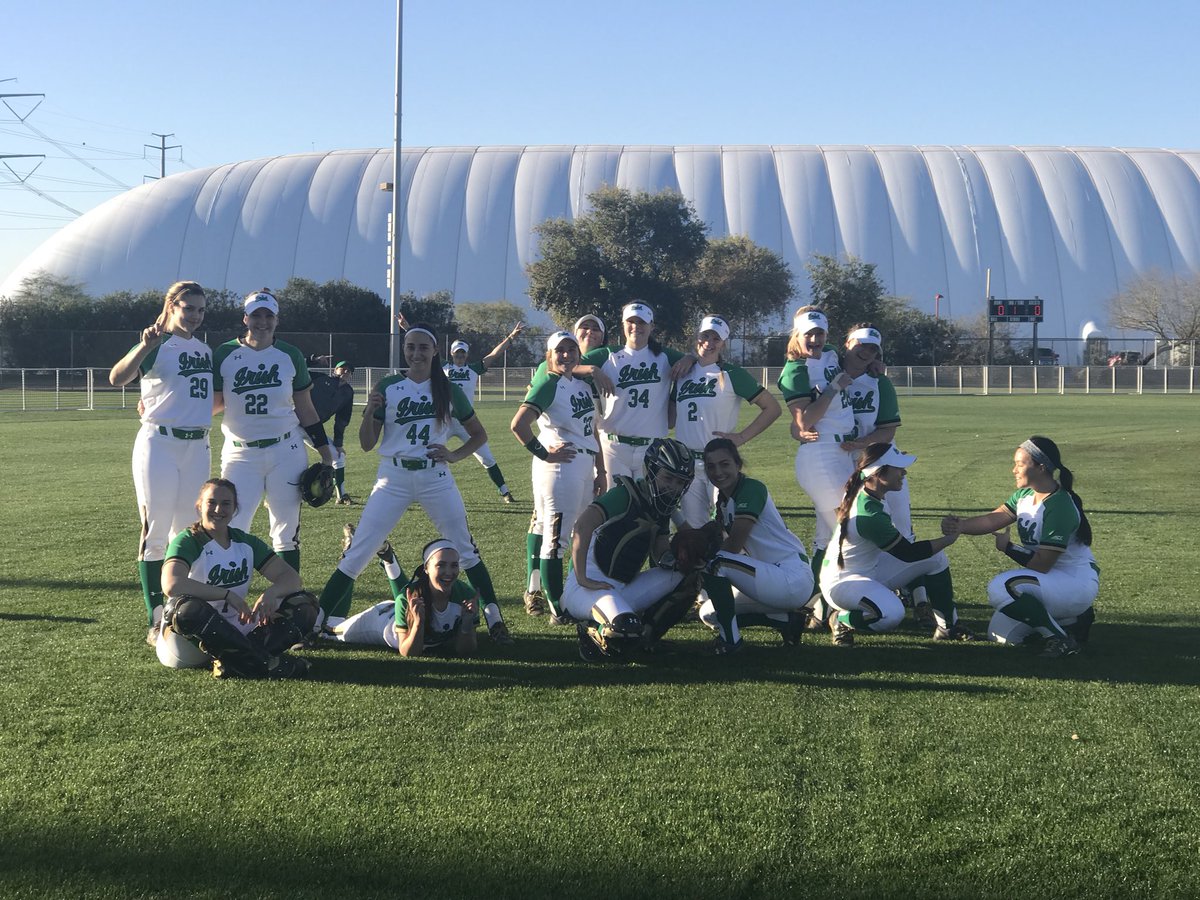 NDsoftball's tweet photo. New unis, who’s this? 🍀 #unipic #NDSB30 #findAli https://t.co/qJKuR8Px9N