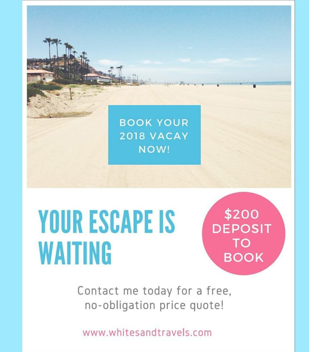 michellewhite00's tweet photo. Summer travel is planned in Winter! I'd love to help plan your summer vacation! Only $200 deposits! Contact me now! #traveltips #Travels #travelagent https://t.co/qnETr57oMX