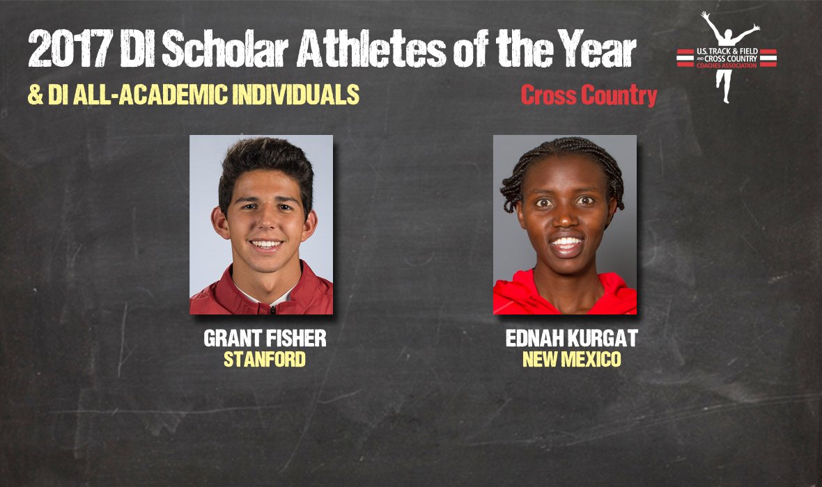 USTFCCCA's tweet image. Here are those individuals in NCAA DI Cross Country who earned All-Academic honors from the @USTFCCCA, headlined by our Scholar Athletes of the Year - @StanfordXCTF's Grant Fisher &amp;amp; @UNMLoboXCTF's Ednah Kurgat.

MORE - bit.ly/2EdbQni
