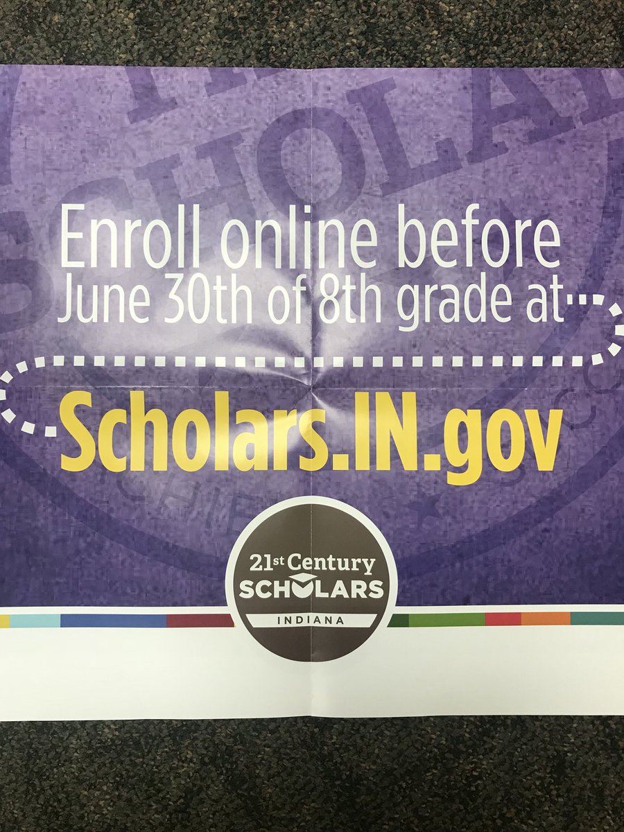 SWhiteBMS's tweet photo. Ask your 8th grade student about the info they received on the 21st Century Scholars Program #collegegoals #collegesuccess #careerplanning https://t.co/y0MKBKH7GU
