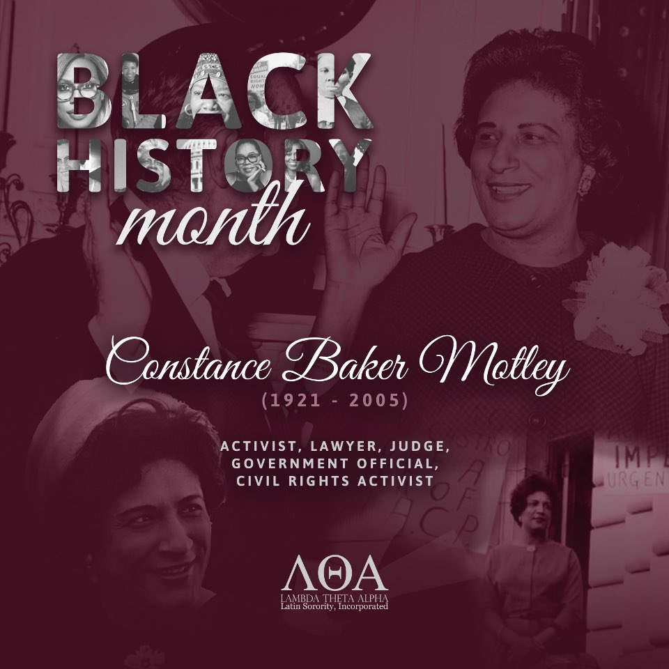 LTA1975's tweet photo. Constance Baker Motley was a civil rights activist, lawyer, judge &amp; state senator. She became the 1st black woman appointed to a federal judgeship in 1966 &amp; was assistant attorney to Thurgood Marshall arguing the Brown v. Board of Education case. #LTA1975 #BlackHistoryMonth https://t.co/keOx5m9K4O
