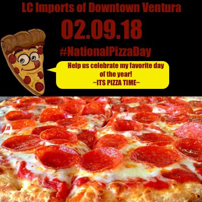 LCImportsPizza's tweet photo. Its #NationalPizzaDay here at LC Imports!! One of our favorite days of the year!! Good Pizza, Good Food, Great Prices, even better selection!! #VenturaEats #Ventura #DowntownVentura https://t.co/wKhBgfLTnk