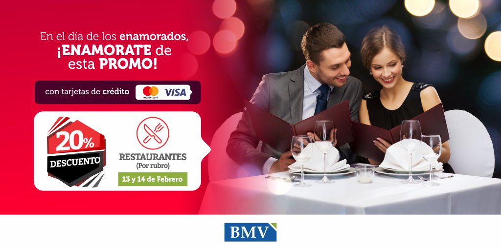 💘 Con esta promo BMV 💳, le van a tener que pedir a las mariposas de la panza 🦋 que hagan lugar 🍣🍛🍨☕🥂 bit.ly/BMVSanValentin