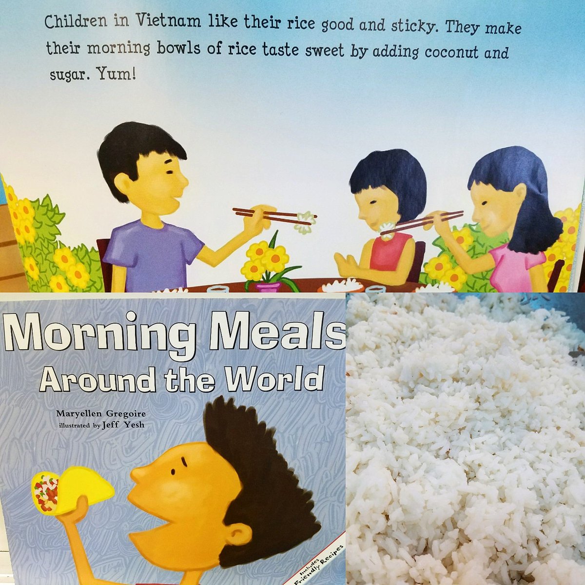 dnwestmoreland's tweet image. Sticky rice in room A123 to go along with our book, Morning Meals Around the World #Readingisliving #TeamDCS #LearntheWorld