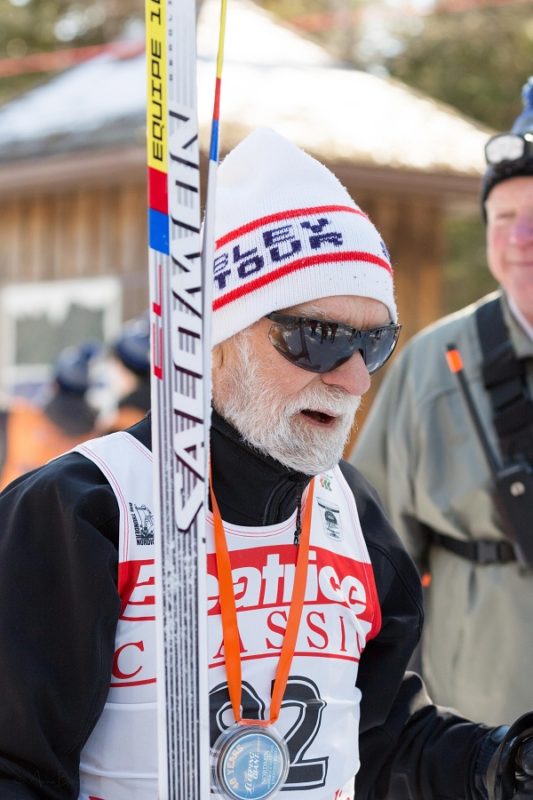 Age is no barrier in the Sleeping Giant Loppet! Many adults use chariots to pull their toddlers while, at 92 years young, O. E. Olynyk leads the super senior category. bit.ly/2DF9Jog