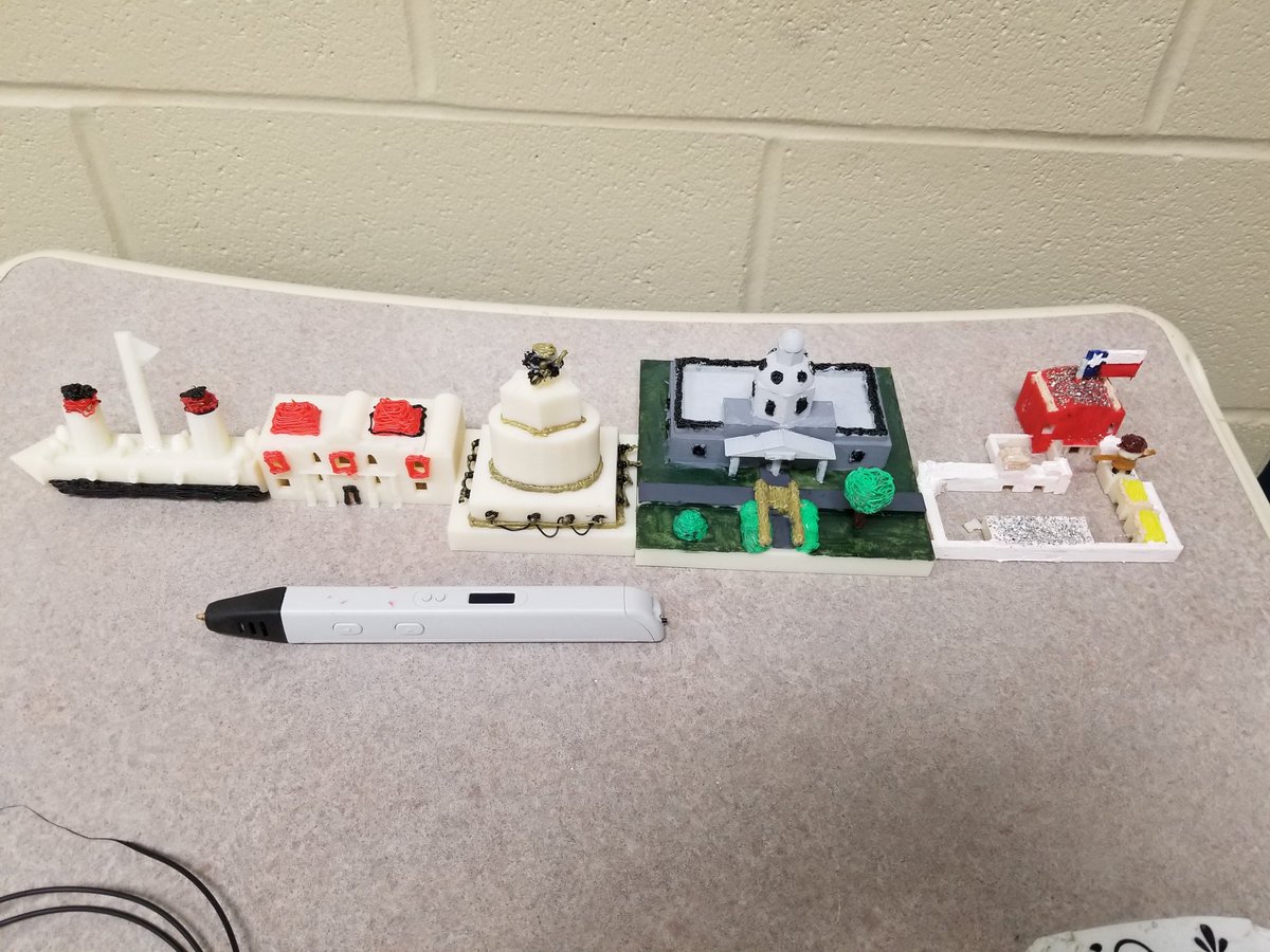VoylesMr's tweet photo. Some of our students really got into the 3D monuments project, final results: 
(From left to right: battleship from the Battle of Santiago de Cuba, Alamo building, Ensign Worth Bagley monument, Imperial War Museum, Alamo and surrounding area)
@LouisvilleDayHS @SacSchools @JCPSKY https://t.co/LEU3uGJ6kf
