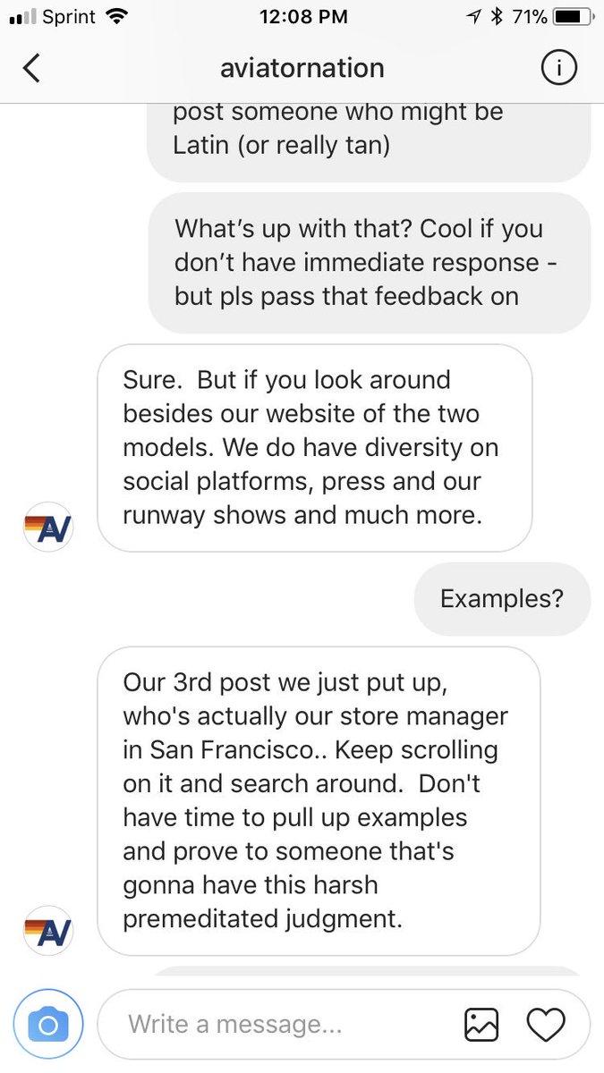 Hassanmirza's tweet photo. Had an awkward exchange about diversity with @AviatorNation - speechless really #CustomerExperience #SocialSelling #diversity #itsasaturday #premeditatedjudgement https://t.co/DsLUiGXkx8