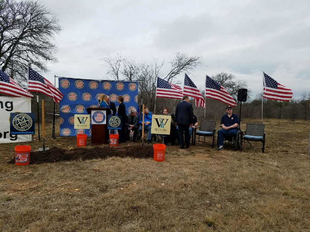 TX based Helping A Hero org awarded wounded warrior Sgt James “Shane” Ray and family a home tailored to his needs.  Groundbreaking Ceremony, held in the Morningstar Subdivision of Liberty Hill TX, celebrated their new start on life. #empowerheroes #vote4MikeSweeney #veterans
