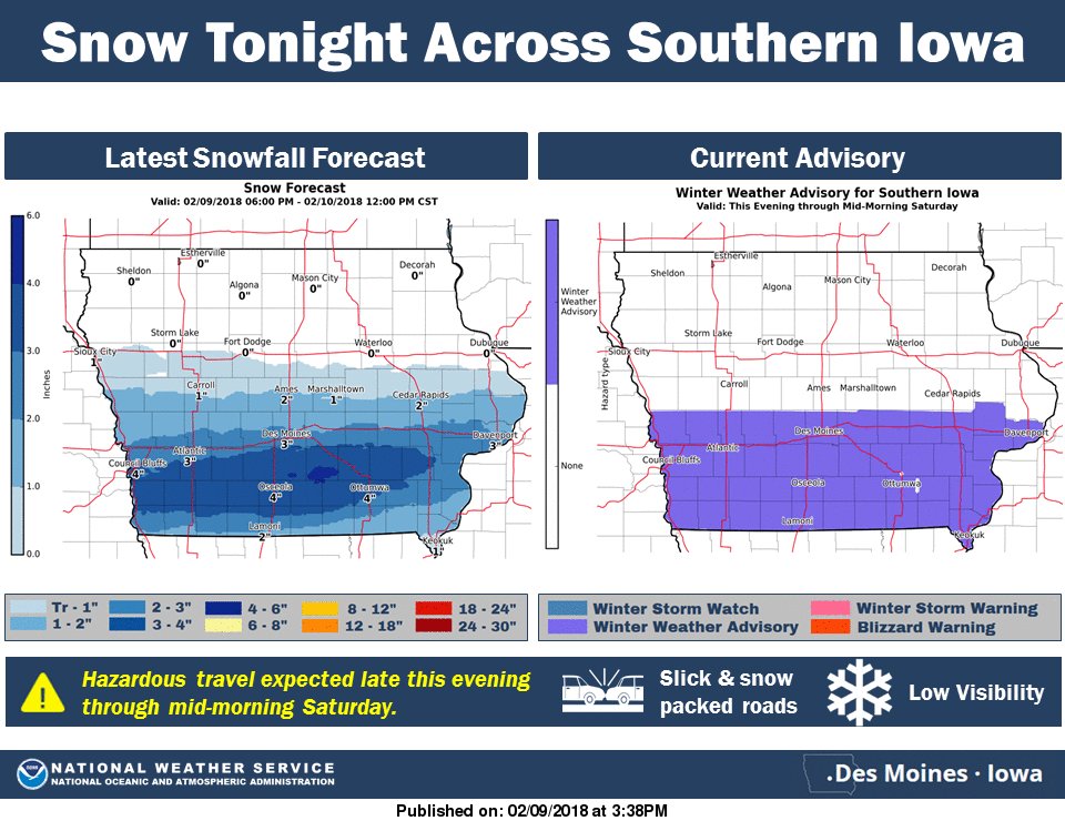 3 to 4 inches of snow expected along and south of the Interstate 80 ...
