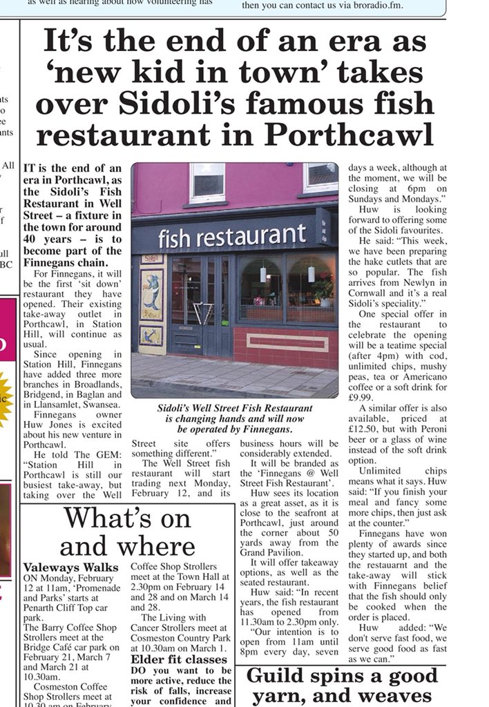 Lovely story in the new edition of the <a href="/gem_news/">The Glamorgan GEM</a> on our latest expansion to take over Sidoli’s on Well St in #Porthcawl. 

Hope to see you all there soon! 🤞🏼