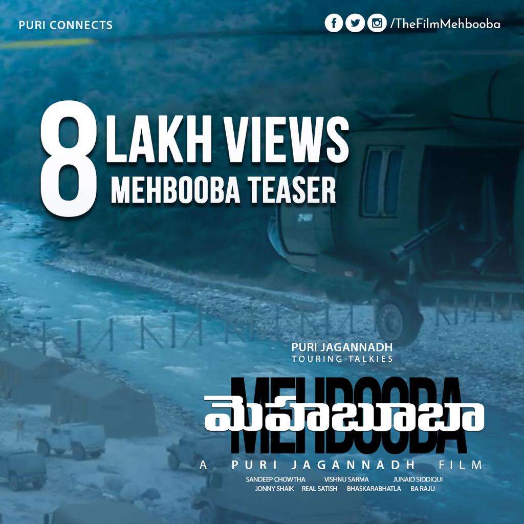 8 lakh views for @purijagan's #MehboobaTeaser..👍