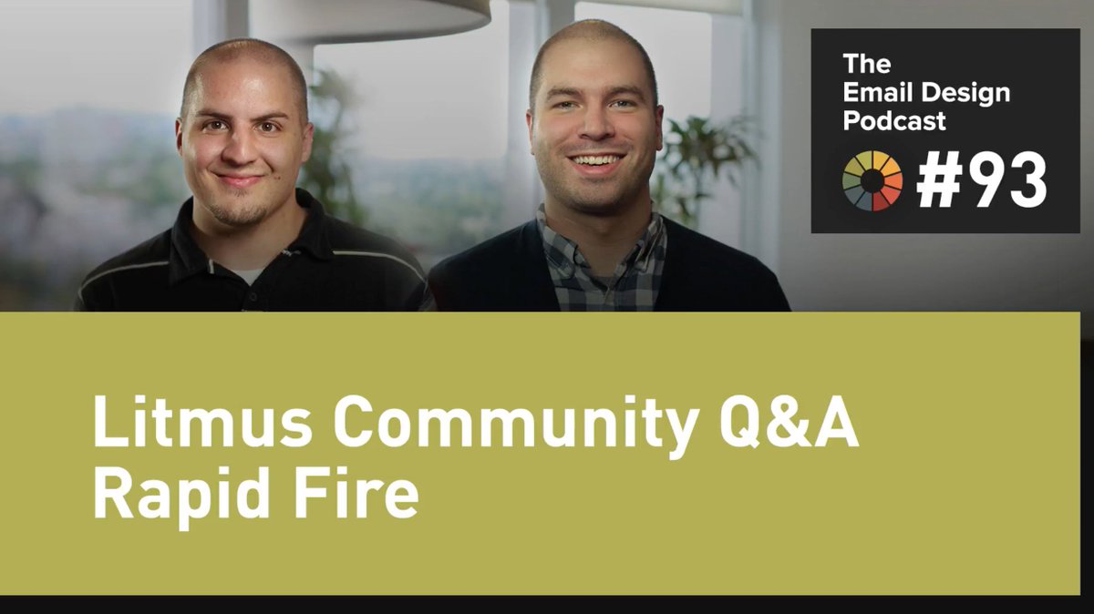 litmusapp's tweet photo. #EmailDesignPodcast episode 93: @KevinMandeville answers burning questions from the #emailgeek community:
❓Where to find great email templates?
❓Does fixed positioning work on mobile?
❓How to fix gaps around images in Gmail?

>>> https://t.co/CbE4e9SeLl https://t.co/kGAVh4xLuV